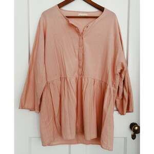Women's Belle Zeke Salmon Pink Tunic with Gathered Waist Size L
